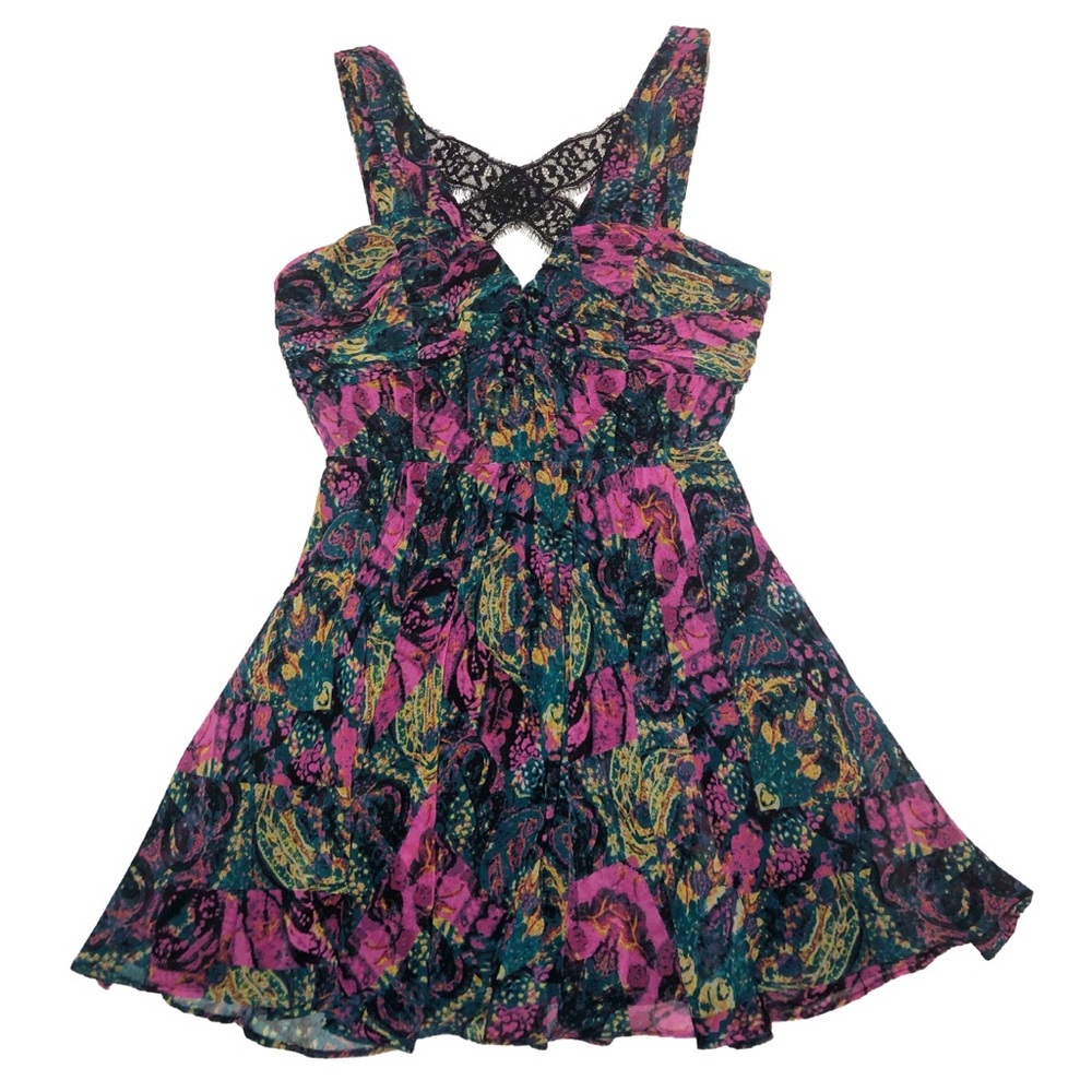 BCBGeneration Cute Viridian Multi Flare Dress Size 0